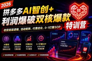2026拼多多AI智创+利润爆破双核爆款特训营，收获底层逻辑、活动矩阵、付费优化、0-1打爆SOP（更新0727）