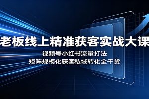 老板线上精准获客实战大课：视频号小红书流量打法，矩阵规模化获客私域转化全干货