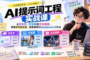 （20381期）AI提示词工程实战课：从文生文、文生图到文生视频，掌握RTGO公式、图像编辑与Seedance2.0方法