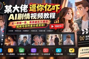 （20388期）某大佬逗你亿吓AI低模剧情视频制作教程：发一条爆一条，条条破百万播放，利用视频号创作者分成变现!