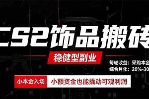 （20402期）CS2饰品搬砖，每轮收益为采购本金的10%+，综合月化为20-30%，稳健型副业