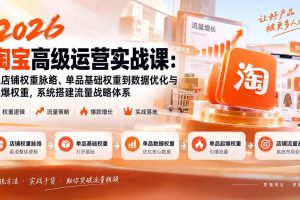（20409期）2026淘宝高级运营实战课：从店铺权重脉络、单品基础权重到数据优化与起爆权重，系统搭建流量战略体系