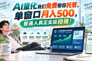 AI量化我们免费帮你托管,单窗口月入500,普通人真正实现稳赚!