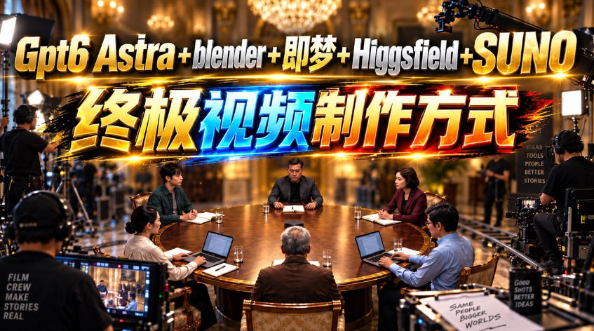 GPT-6 Astra+Blender+即梦+Higgsfield+Suno=终极视频制作方式!