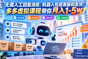 (20615期)无需人工回复消息,机器人包揽客服和发货,多多虚拟课程带你月入1-5W