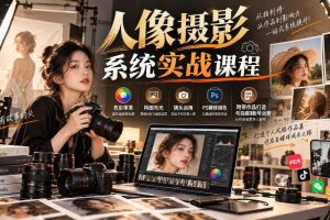 【无水印】人像摄影系统实战课程,色彩审美、构图布光、镜头运用、PS精修调色,附带作品打造与自媒体账号运营