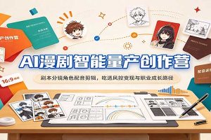 AI漫剧智能量产创作营：剧本分镜角色配音剪辑，吃透风控变现与职业成长路径