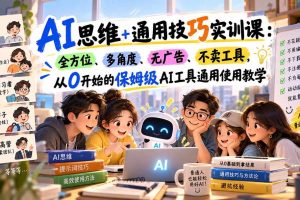 （20680期）AI思维+通用技巧实训课：全方位、多角度、无广告、不卖工具，从0开始的保姆级AI工具通用使用教学