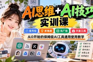 AI思维+AI技巧实训课,全方位、多角度、无广告、不卖工具,从0开始的保姆级AI工具通用使用教学
