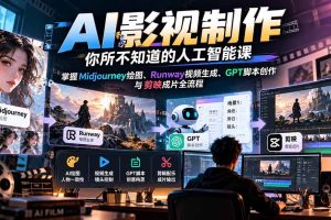 （20681期）AI影视制作-你所不知道的人工智能课，掌握Midjourney绘图、Runway视频生成、GPT脚本创作与剪映成片全流程