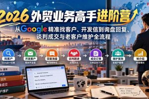 (20690期)2026外贸业务高手进阶营:从Google精准找客户、开发信到询盘回复、谈判成交与老客户维护全流程