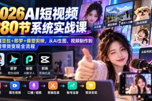 （20707期）【无水印】2026AI短视频380节系统实战课：掌握豆包+即梦+像塑剪映，从AI生图、视频制作到起号带货变现全流程