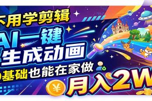 AI动画彻底爆了!一单500~800,全程派单,小白也能月入2W+