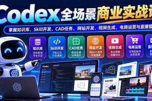 （20712期）【无水印】Codex全场景商业实战课：掌握知识库、Skill开发、CAD任务、网站开发、视频生成、电商运营与直播管理
