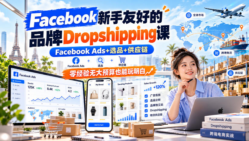 Facebook新手友好的品牌Dropshipping课，Facebook Ads+选品+供应链，零经验无大预算也能玩明白【原创双语字幕】