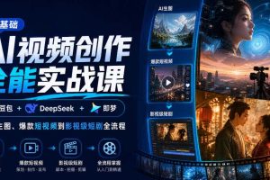 零基础AI视频创作全能实战课|豆包+DeepSeek+即梦,从AI生图、爆款短视频到影视级短剧全流程