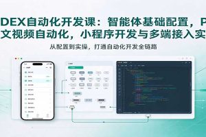 CODEX自动化开发课:智能体基础配置,PPT图文视频自动化,小程序开发与多端接入实操