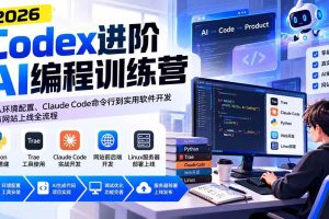 (20855期)Codex进阶AI编程训练营:从环境配置、Claude Code命令行到实用软件开发与网站上线全流程