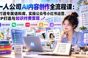 （20866期）一人公司AI内容创作全流程课：打造专属语料库，实操公众号小红书运营、IP打造与知识付费变现方法论
