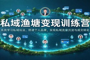 私域渔塘变现训练营:系统学习私域玩法,搭建个人品牌,实现私域流量沉淀与成交转化
