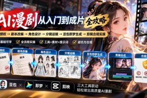 (20877期)AI漫剧从入门到成片全攻略:小说授权→剧本改编→角色设计→分镜运镜→豆包即梦生成→剪辑合规实操