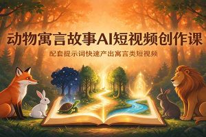 动物寓言故事AI短视频创作课：配套提示词快速产出寓言类短视频