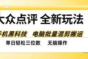 大众点评全网最新玩法，黑科技代替人工，全程无脑搬运，单日三位数以上【揭秘】