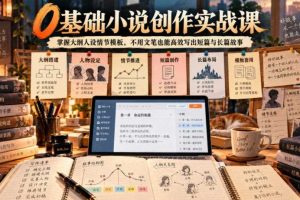0基础小说创作实战课|掌握大纲人设情节模板,不用文笔也能高效写出短篇与长篇故事