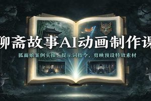 聊斋故事AI动画制作课:狐面娘案例实操,提示词指令,剪映预设特效素材