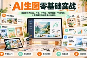 AI生图零基础实战,涵盖自媒体配图、海报、IP角色、信息图表、UI落地页,从零搭建你的AI图像创作能力
