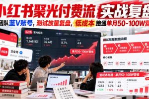 小红书聚光付费流实战复盘|小团队蓝V账号,测试放量复盘,低成本跑通单月50‑100W营收【文档】
