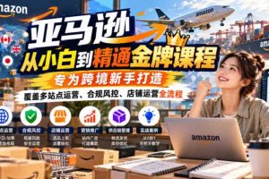 亚马逊从小白到精通金牌课程,专为跨境新手打造,覆盖多站点运营、合规风控、店铺运营全流程