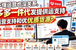 不懂运营也没关系,多多一件代发提供运营支持和优质货源,矩阵全套玩法,日入2K+【揭秘】