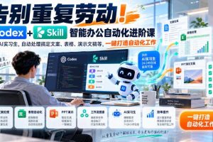 告别重复劳动!Codex+Skill智能办公自动化进阶课|搭建AI实习生,自动处理搞定文案、表格、演示文稿等,一键打造自动化工作